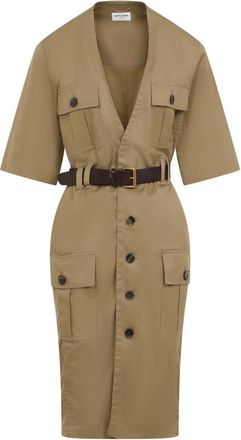 Saint Laurent Beige Saharienne Cotton Dress