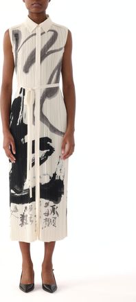 Jason Wu PLEATED SLEEVELESS SHIRTDRESS WITH ARTWORK BY TONG YANG TZE