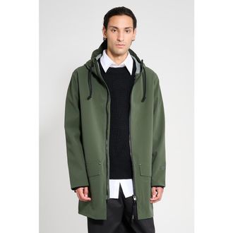 Stutterheim Stockholm Patch Matte Raincoat in Green at Nordstrom, Size X-Large