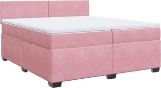 vidaXL Cama Box Spring Con Colch&oacute;n Terciopelo Rosa 200x200 Cm Vidaxl