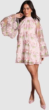 Coast Long Sleeve Mesh Shift Dress in Pink at Nordstrom, Size 6