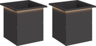 vidaXL Jardinera Para Jard&iacute;n Con Luces Led 2 Uds. Negro Vidaxl