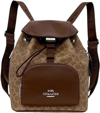 Coach Beige Brown Pvc Leather Backpack (Pre-Owned)