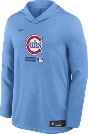 Nike Chicago Cubs Authentic Collection Nike Mens Dri-FIT MLB Long-Sleeve Hooded Top in Blue | 03B94EYEJ-FUM