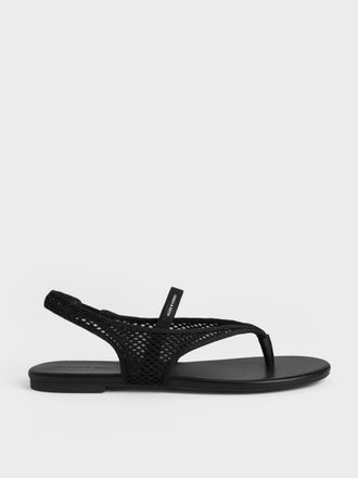 Charles & Keith Ellory Mesh Thong Slingback Sandals