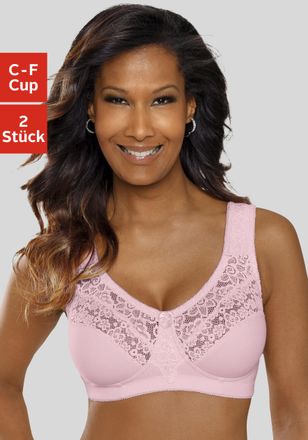 Petite Fleur Entlastungs-BH PETITE FLEUR, Damen, Gr. 100, Cup F, rosa (ros&eacute;, wei&szlig;), Spitze, Obermaterial: 55% Baumwolle, 40% Polyamid, 5% Elasthan, BHs Entlastungs