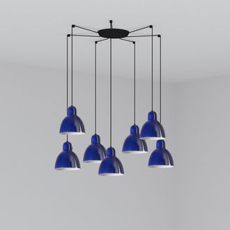 Faro Barcelona Faro Venice L&aacute;mpara Colgante Cluster Drop 7 Luces Azul Cobalto
