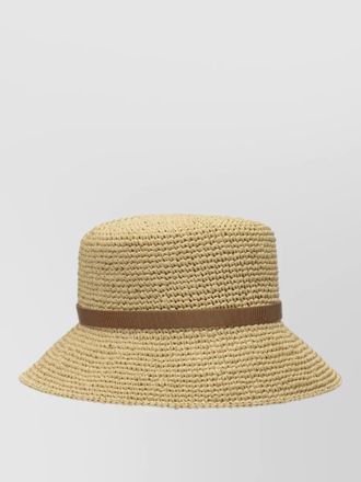 Valentino Garavani wide brim ribbon detail woven hat