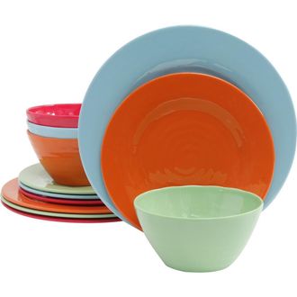 Gibson Home Brist 12 Piece Melamine Dinnerware Set in Blue at Nordstrom