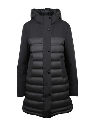 Hox Black Quilted Long Polyamide Down Jacket