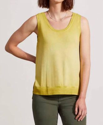 Tribal High-Low Tank Top In Pear