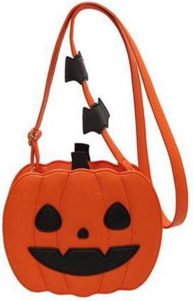 Generic Pumpkin Crossbody Bag Halloween Devil Shoulder Purse 21cm PU Leather Women Cute Cartoon Trick or Treat Fancy Handbag for Party Gift Commuter Tote Sing