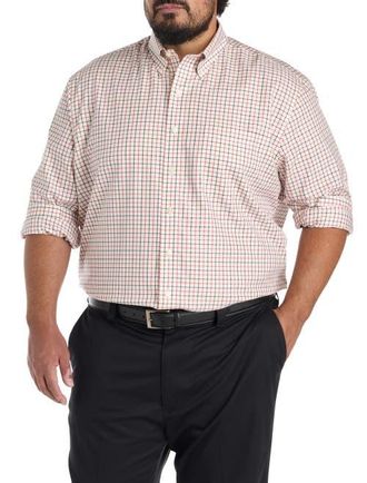 Brooks Brothers Big & Tall Non-Iron Plaid Sport Shirt in Ivory Red Black at Nordstrom, Size Xx-Large