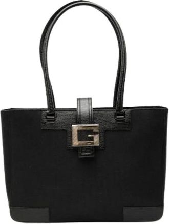 Gucci Pre-owned Tote Bags, female, Black, Size: ONE SIZE Pre-owned Vintage Canvas Tote