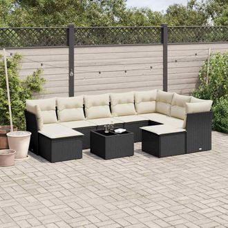 vidaXL Vidaxl - Set Divani Da Giardino 10pz Con Cuscini In Polyrattan Nero