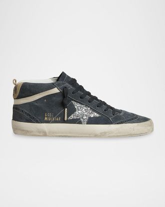Golden Goose Mid Star Suede Wing-Tip Sneakers
