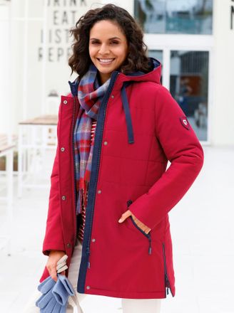 Casual Looks Langjacke CASUAL LOOKS, Damen, Gr. 36, rot (kirsche), 100% Polyester, Wattierung:100% Polyester, unifarben, Jacken Langjacke