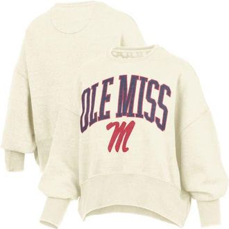 Pressbox Womens Pressbox Natural Ole Miss Rebels Oversized Waist-Length Crewneck Sweatshirt at Nordstrom, Size Xx-Large
