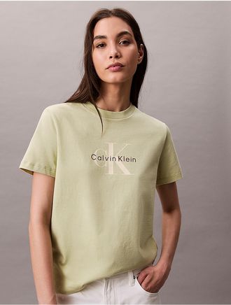 Calvin Klein Jeans Calvin Klein Womens Monologo Tee - Green - XS