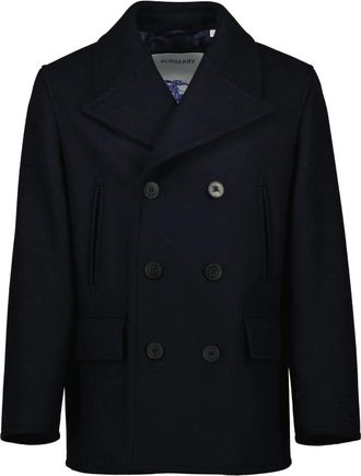 Burberry Navy Wol Peacoat - Heren - Blazers - Blauw - XL - Wol - Jassen