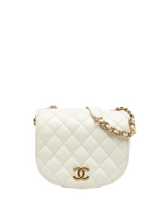 Chanel 2019 Small CC Quilted Calfskin Messenger Flap crossbody bag - White