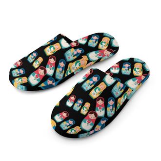 Generic Russian Matryoshka Doll Mens Cozy Memory Foam Slippers Warm Cotton House Shoes Comfy Slipper for Indoor Outdoor