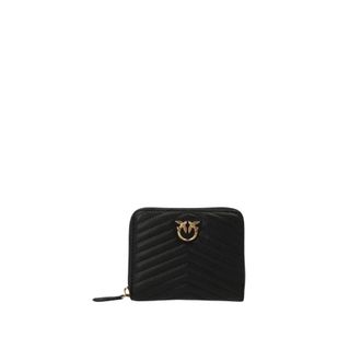 Pinko Wallets & Cardholders, female, Black, Size: ONE SIZE Quilted Leather Zip Around Wallet