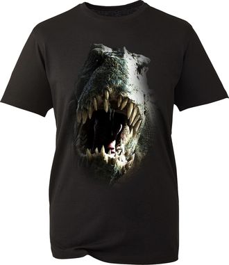 Generic Tyrannosaurus Rex Roaring Face Full On Front T-Shirt Big Print T-Rex Dinosaur Funny Unisex Gift Tee Top (Black, M)