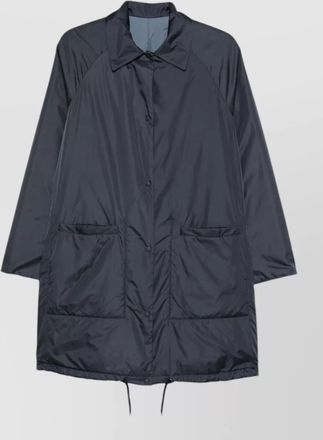 Aspesi long nylon silk coat drawstring hem