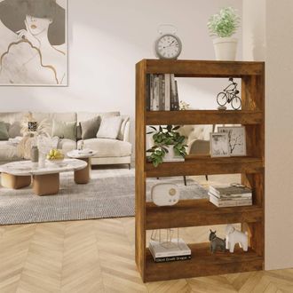 vidaXL Estanter&iacute;a/divisor Madera Ingenier&iacute;a Roble Ahumado 80x30x135 Cm Vidaxl