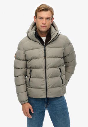 Superdry Steppjacke SUPERDRY HOODED SPORTS PUFFER JACKET, Herren, Gr. 3XL, gr&uuml;n (light khaki gr&uuml;n), Web, Obermaterial: 100% Polyester, unifarben, relaxed fit n
