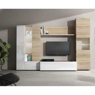 Dmora Parete Attrezzata - 15 Ripiani 17 Vani, Marrone Rovere, -, 260x42x185h cm DoverNH