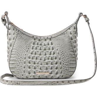 Brahmin Corinne Croc Embossed Leather Crossbody in Dove Alden Road at Nordstrom