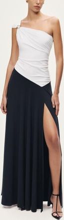 Nocturne One-Shoulder Contrast Maxi Dress in Multi-Colored at Nordstrom, Size X-Small Eu