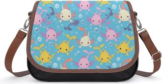 Generic Cute Axolotl Pattern Crossbody Bags for Women Shoulder Messenger Bag Purse Handbags