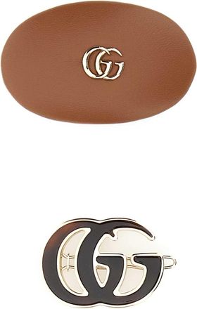 Gucci Multicolor Leather And Metal Hair Clips Set