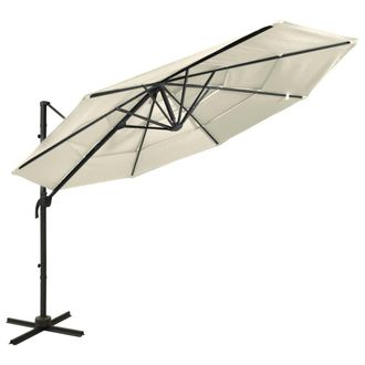 Berkfield Home 4-Tier Parasol with Aluminium Pole Sand 3x3 m in Beige