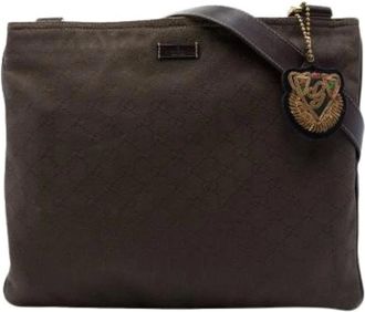 Gucci Pre-owned Vintage Canvas Crossbody Bag - Dames - Pre-owned - Bruin - Maat: ONE Size Leer