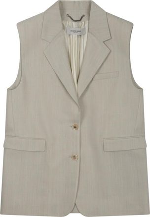 Golden Goose Beige Solid Notched Lapel Jacket