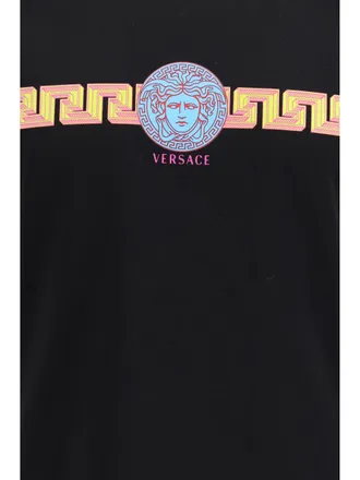 Versace Greca and Medusa Logo Print T-Shirt - Black