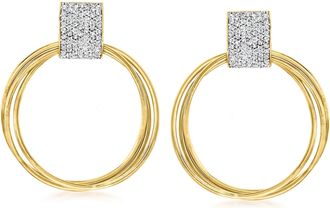 Ross-Simons Diamond Doorknocker Earrings in 18kt Gold Over Sterling