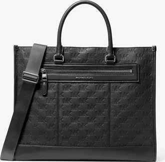 Michael Kors Jet Set Logo Embossed Leather Tote Bag