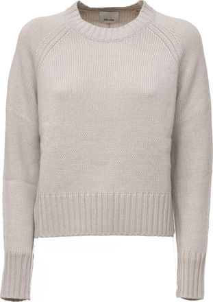 Allude Boxy Ribbed Wool Cashmere Crewneck Sweater