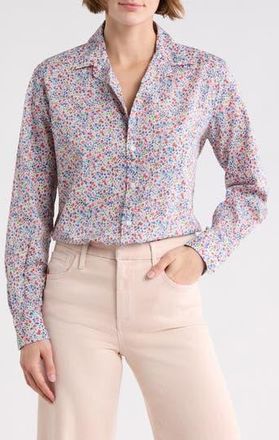 Frank & Eileen Eileen Relaxed Button-Up Shirt in Red /Blue Small Flowers at Nordstrom Rack, Size Xx-Small