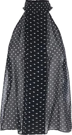 Tom Ford Polka Dot Zijden Georgette Halter Lavalli&egrave;re Top - Dames - Tops zonder mouwen - Zwart - XS - Tops