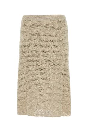 Bottega Veneta Womens Sand Crochet Skirt Exterior: Cotton Gonne