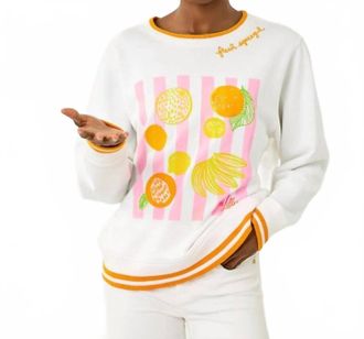 Lilly Pulitzer Ballad Long Sleeve Sweatshirt In Multi Fresh Squeezed Embroidery