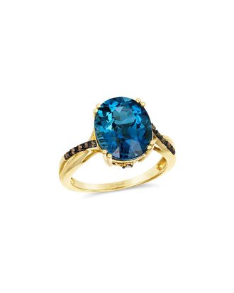 Le Vian 14K 5.07 Ct. Tw. Diamond & Deep Sea Blue Topaz Cocktail Ring