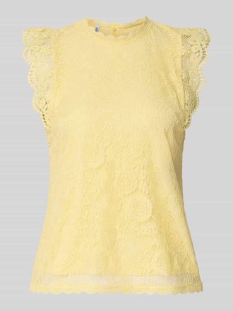 Pieces Shaped Fit Blusentop mit Spitzenbesatz Modell OLLINE in Hellgelb, Gr&ouml;&szlig;e XL