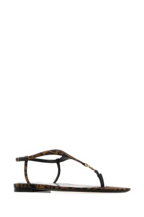 Saint Laurent Womens Cassandra Sandal Brown Fabric